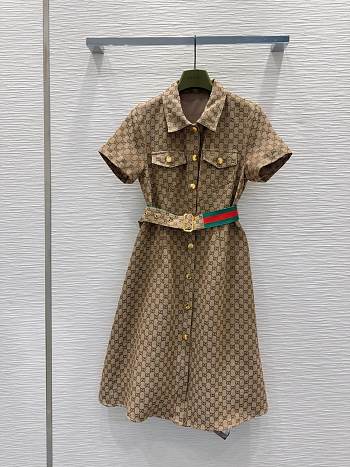  Gucci Original GG canvas shirt dress with a belt