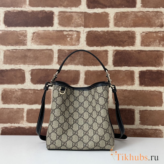 Gucci GG Emblem small bucket bag in beige and dark brown 20.5X18X11.5cm - 1