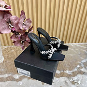 Saint Laurent open toe black crystal embellished pumps 10.5cm - 1