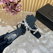 Saint Laurent open toe black crystal embellished pumps 10.5cm - 6