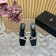 Saint Laurent open toe black crystal embellished pumps 10.5cm - 2