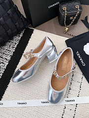 Chanel Mary Jane shoes in a silver metallic finish  - 1