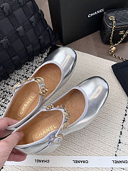 Chanel Mary Jane shoes in a silver metallic finish  - 6
