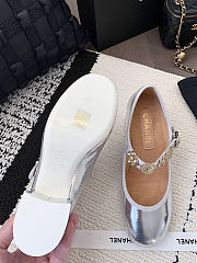 Chanel Mary Jane shoes in a silver metallic finish  - 3