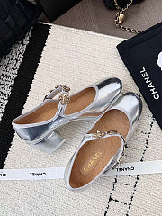 Chanel Mary Jane shoes in a silver metallic finish  - 2