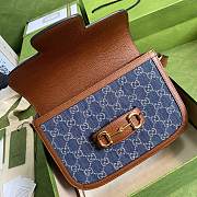 Gucci Blue/Brown GG Horsebit 1955 Edition Shoulder Bag 25.5x18x6cm - 5