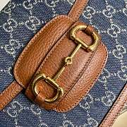 Gucci Blue/Brown GG Horsebit 1955 Edition Shoulder Bag 25.5x18x6cm - 3