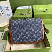 Gucci Blue/Brown GG Horsebit 1955 Edition Shoulder Bag 25.5x18x6cm - 2