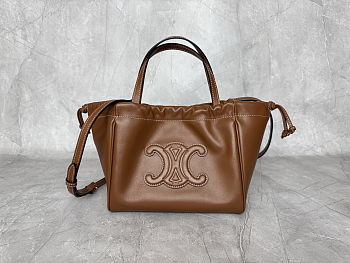 Celine Cabas Drawstring Brown Top Handle Bag 22x17x15 cm