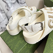 Gucci Logo-appliqué Leather Sandals in a cream/off-white color - 3