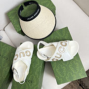 Gucci Logo-appliqué Leather Sandals in a cream/off-white color - 6