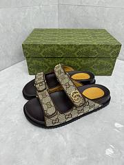 GG Slider Sandal with Double Beige and Black - 1