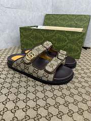 GG Slider Sandal with Double Beige and Black - 6