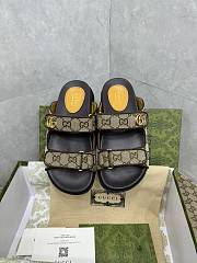GG Slider Sandal with Double Beige and Black - 2