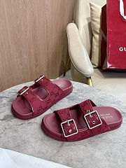  Gucci sandals with a GG monogram canvas in burgundy - 5