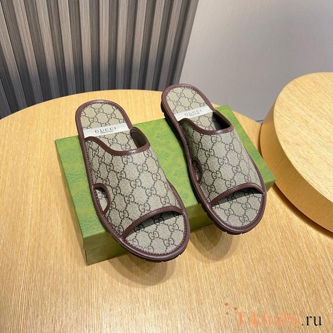  Gucci GG canvas slide sandals in beige - 1