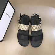 Gucci sandals with a black leather and GG canvas strap - 5