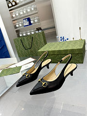  Gucci Horsebit leather slingback pumps heel 3.5 cm - 1