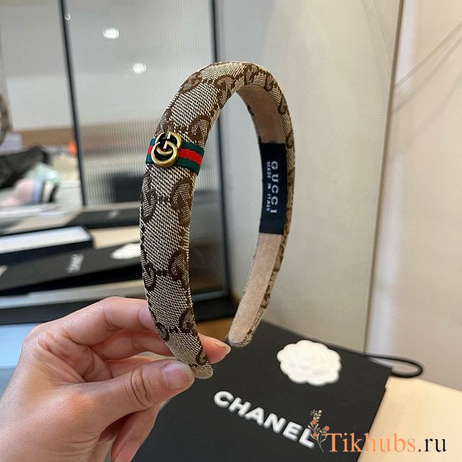 Gucci Original GG canvas hairband in beige and ebony brown - 1