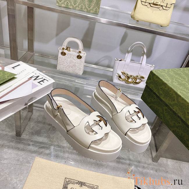 Gucci Interlocking G Sandal GG White - 1