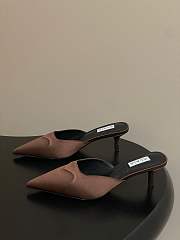 Alaïa Le Coeur 55 satin mules in brown - 1