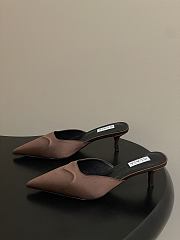 Alaïa Le Coeur 55 satin mules in brown - 2