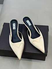 Alaïa Le Coeur 55 satin mules in beige - 5