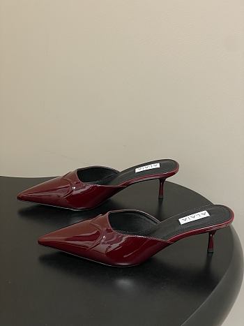 Alaïa Le Coeur 55 satin mules in dark red