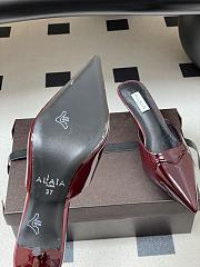 Alaïa Le Coeur 55 satin mules in dark red - 6