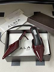 Alaïa Le Coeur 55 satin mules in dark red - 2