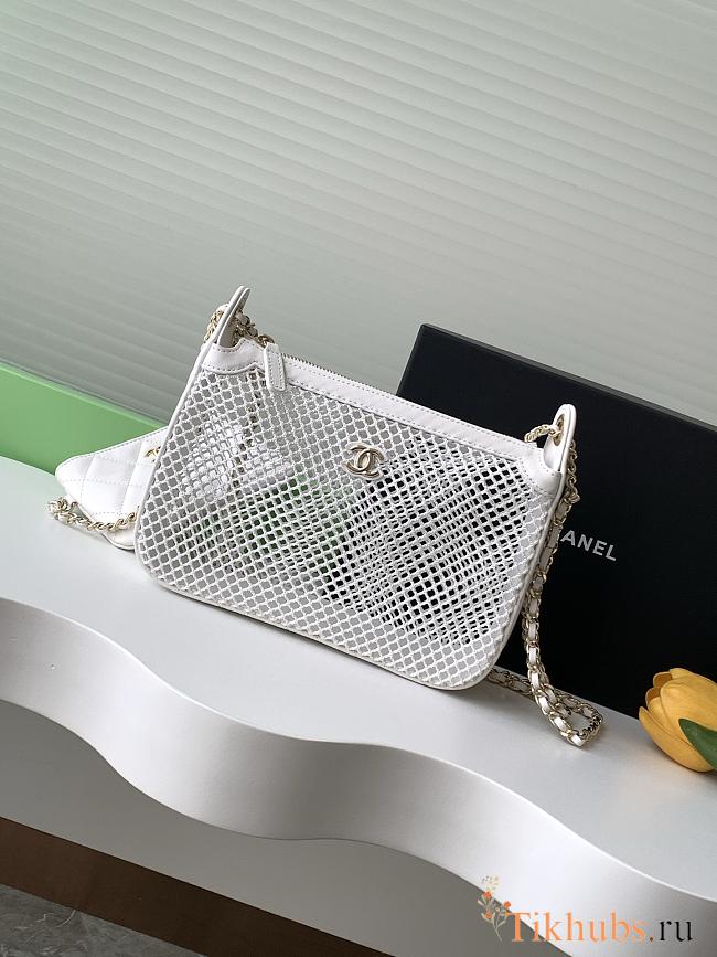 Chanel 25S Clutch on Chain in white Mesh 20*13*4.5cm - 1