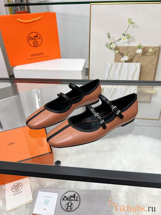Hermès Lilia ballet flat in Nappa brown - 1