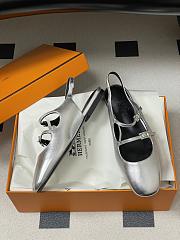 Hermes Mila slingback ballet flats in a metallic finish goatskin - 2
