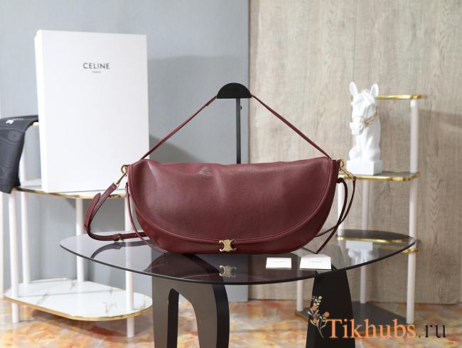 Celine Women's Burgundy Triomphe Crescent Bag 46×19×10 cm - 1
