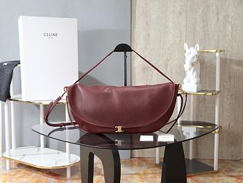 Celine Women's Burgundy Triomphe Crescent Bag 46×19×10 cm