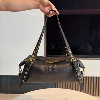 Miu Miu Beau or Aventure shoulder bag in black leather 36cmx20cx15 cm