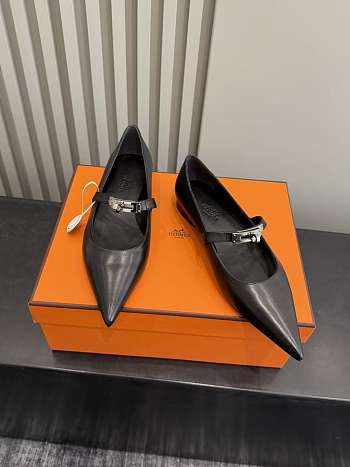 Hermès Kelly ballet flats in calfskin leather in black color