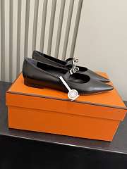 Hermès Kelly ballet flats in calfskin leather in black color - 5