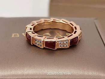 Bvlgari Serpenti Viper 18K Rose Gold, Diamond & Carnelian Ring