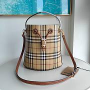 Burberry Small Check Coated Canvas Bucket Bag with a signature TB monogram plaque 16 x 26 x 26cm - 1