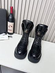 Chanel platform quilted leather combat boots - 3
