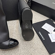 Chanel black leather fold-over boots with a cap toe and button details  - 5