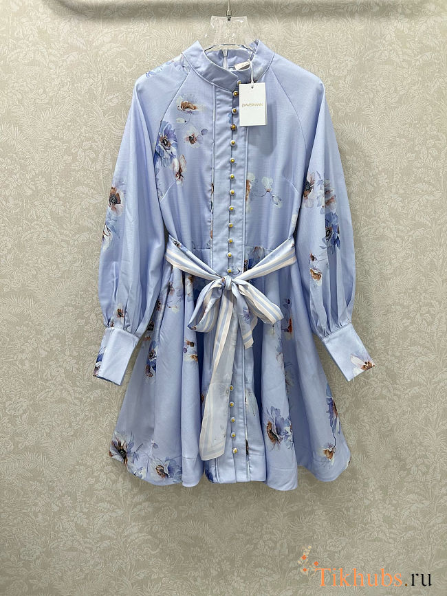 Zimmermann Hypnotic floral-print linen mini dress blue color  - 1