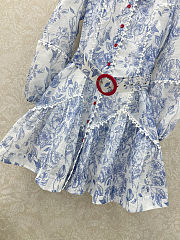 Zimmermann Floral Mini Dress, Mock Neck, Puff Sleeves, Belted Waist  - 4