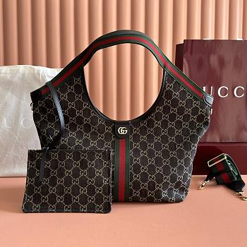 Gucci Giglio large tote bag in black GG denim 50x47x14cm 