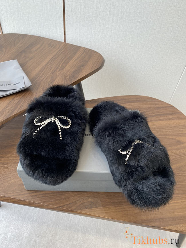 Balenciaga mink slippers in black color - 1
