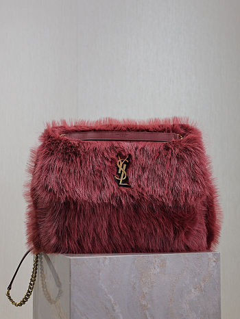 Saint Laurent Niki Large shoulder bag in bordeaux feathers 32×23×9cm
