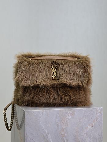 Saint Laurent Niki shoulder bag in brown feathers 28×20×8.5cm
