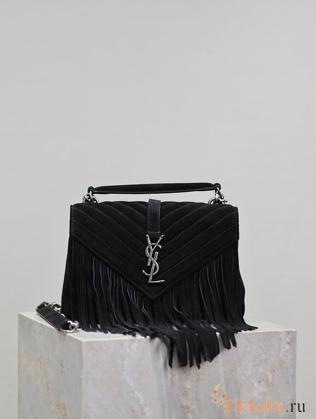 Saint Laurent Suede Fringe College Shoulder Bag 24x17x6cm - 1