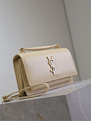 Saint Laurent Sunset Medium shoulder bag in beige smooth calfskin leather 19x14x5.5cm - 5